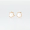 Freshwater Cultured Pearl and 0.145 CT. T.W. Diamond Cushion-Shaped Frame Stud Earrings in 10K Gold