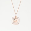 Cushion-Cut Morganite and White Lab-Created Sapphire Double Frame Pendant in Sterling Silver with 18K Rose Gold Plate