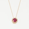 5.0mm Certified Ruby and 0.066 CT. T.W. Diamond Frame Pendant in 14K Gold