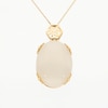 Oval White Jade Cabochon Chinese “Happy” Pendant in 14K Gold