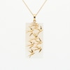 Rectangle White Jade with Birds in Flight Drop Pendant in 14K Gold