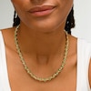 Green Enamel Alternating Bead Necklace in Hollow 18K Gold