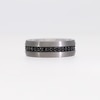 8.0mm Black Sapphire Inlay Brushed Comfort-Fit Wedding Band in Tungsten - Size 10