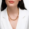 Graduated Oval Link Rolo Chain Necklace in Hollow 18K Gold - 18"