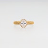 Vera Wang Love Collection 1.23 CT. T.W. Oval Certified Diamond Frame Woven Shank Engagement Ring in 18K Gold (F/SI2)