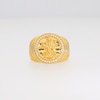 0.30 CT. T.W. Diamond Frame Ganesha Ribbed Shank Signet Ring in 18K Gold