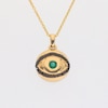 EFFY™ Collection Emerald and 0.145 CT. T.W. Black Diamond Evil Eye Pendant in 14K Gold