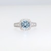 8.0mm Aquamarine and 0.45 CT. T.W. Diamond Cushion Frame Multi-Row Ring in 10K White Gold