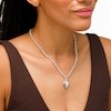 Puff Heart Drop Chain Necklace in Hollow Sterling Silver - 20”