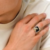 Cushion-Cut Onyx and 0.25 CT. T.W. Diamond Frame Snake Signet Ring in 10K Gold