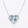 Baguette and Princess-Cut Blue Topaz with White Lab-Created Sapphire Heart Necklace in Sterling Silver